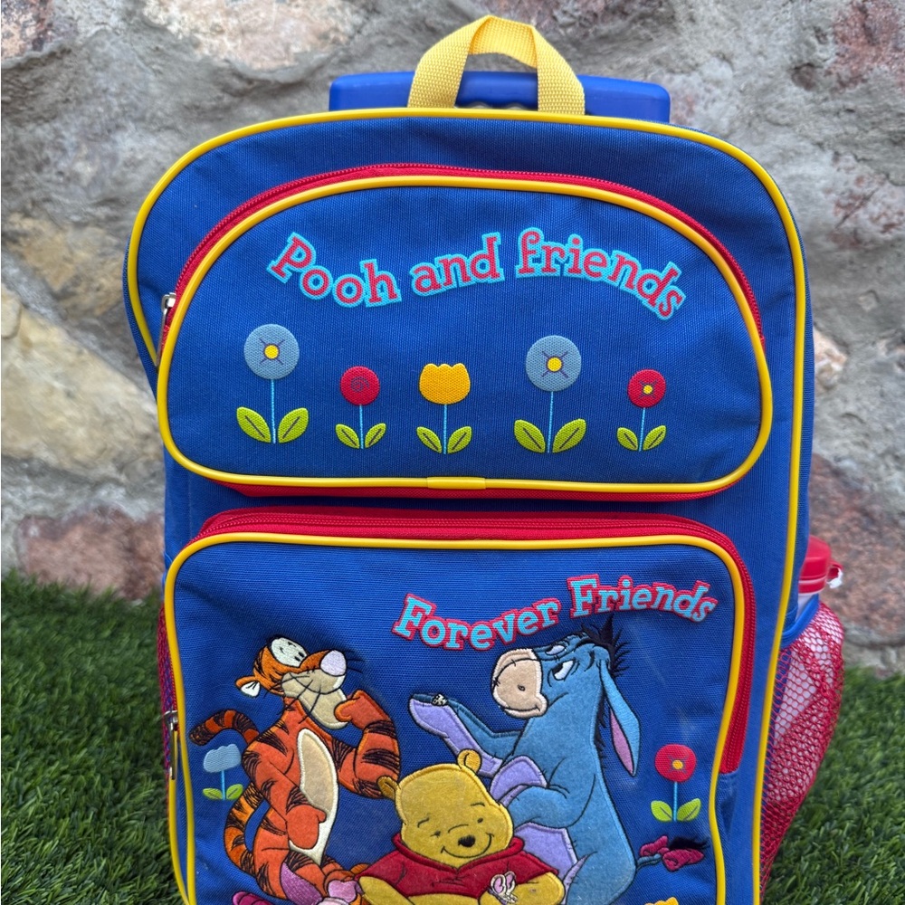 Vintage Disney Winnie the Pooh & Friends Rolling Backpack NWT Luggage 16” Rare - Picture 2 of 3